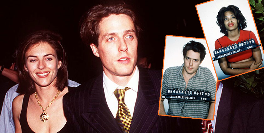 Med brallorna i knävecken blev skådespelaren Hugh Grant påkommen med att få sexuella tjänster utförda av en prostituerad 1995. Han var vid tillfället gift med Elisabeth Hurley som trots skandalen, som Grant bad om ursäkt för i TV, stannade vid hans sida. År 2000 bröt de dock upp.