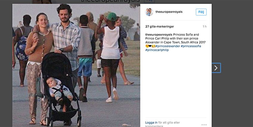 Sofia och Carl Philip har haft härliga veckor i Kapstaden. Här syns de på promenad med prins Alexander.