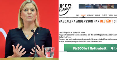Magdalena Andersson bekr&auml;ftar Stoppa Pressarnas avsl&ouml;jande