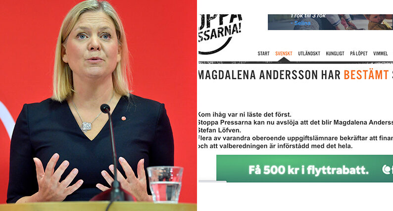 Magdalena Andersson bekr&auml;ftar Stoppa Pressarnas avsl&ouml;jande