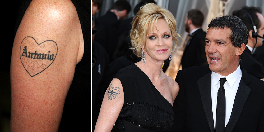 Trots att Melanie har Antonios namn tatuerat p&aring; armen...