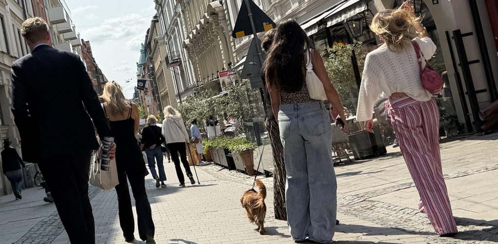 Anna Kinberg Batra går med så nedslagen blick att hon nästan krockar med några fotgängare på Nybrogatan på Östermalm i Stockholm.