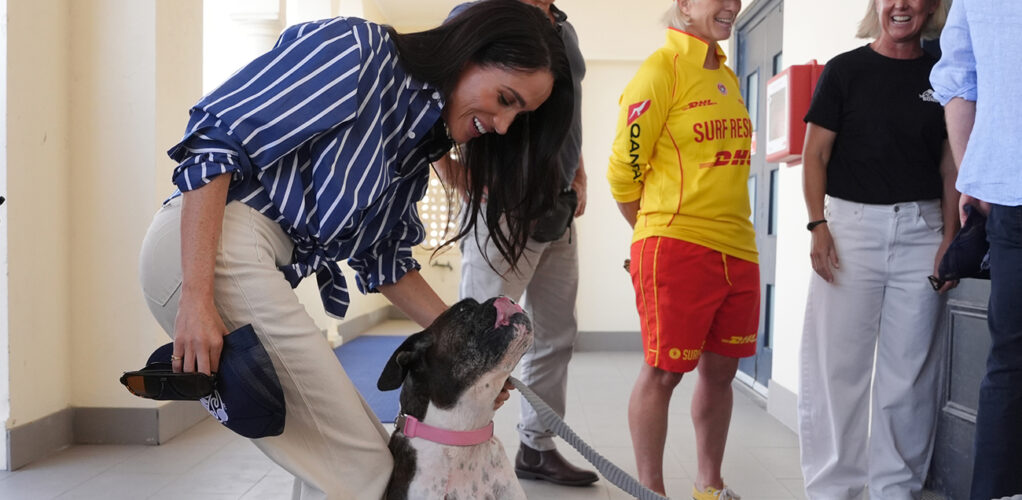 Här hälsar i alla fall Meghan på en vovve så hon kan inte vara alltigenom ond. Vi kanske ska ge henne en chans trots allt?