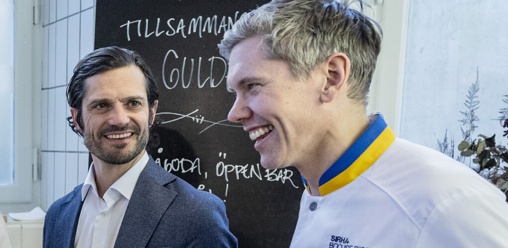 Prins Carl Philip och Tommy Myllymäki under ett möte om mat.