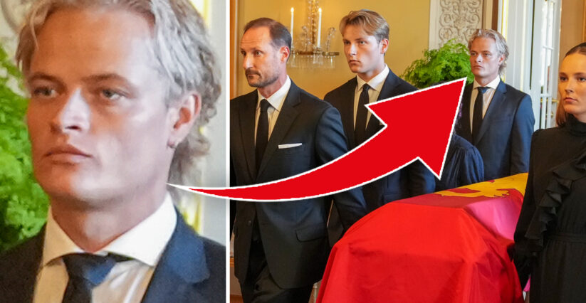 H&auml;r b&auml;r skandalsonen Marius kung Haralds kista &ndash; med fotboja