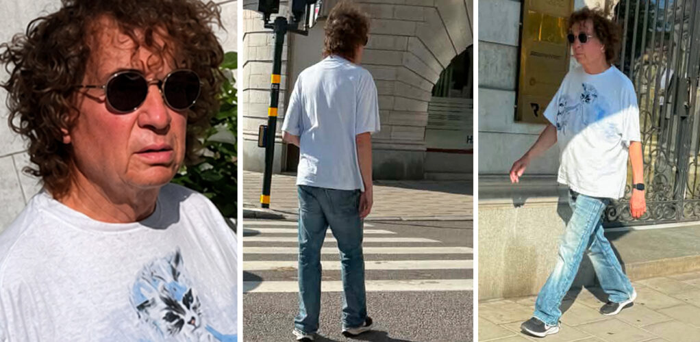 Magnus Uggla i sin heta sommarlook med t-shirt, jeans och sneakers.