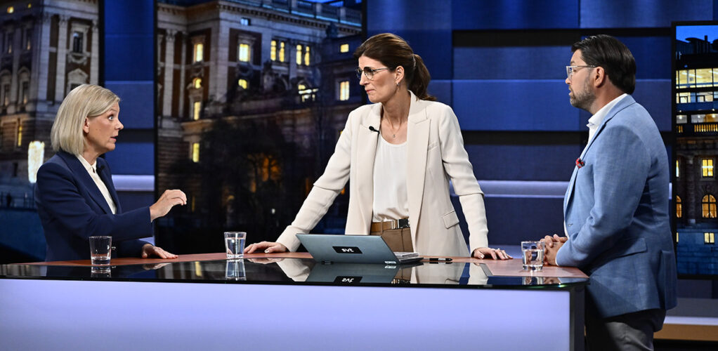 Cecilia Gralde leder en debatt i mellan Magdalena Andersson och Jimmie &Aring;kesson i Aktuellt.