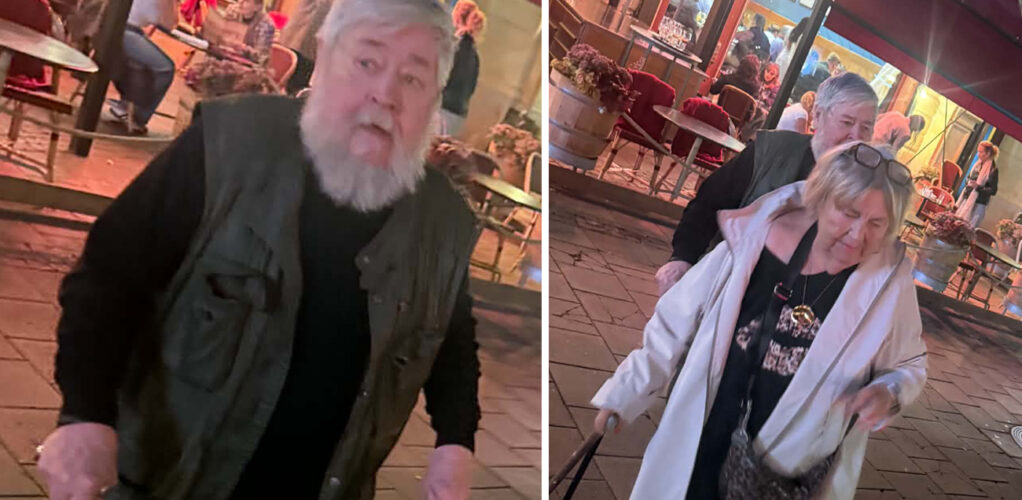 Peter Harryson och hustrun på väg ut från Sturehof efter middagen på Stureplan.