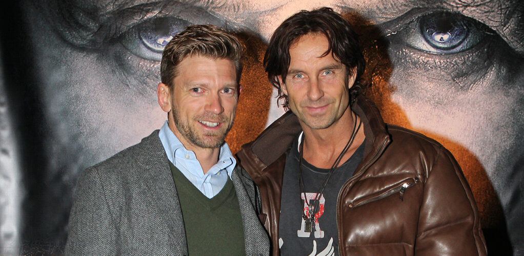 Nicklas S&ouml;derblom tillsammans med v&auml;nnen Jesper Blomqvist p&aring; en filmpremi&auml;r. 